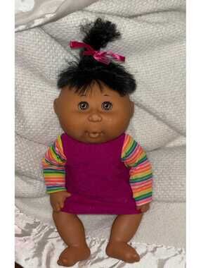Cabbage Patch Kids Plastic Girl Doll Colorful Dress